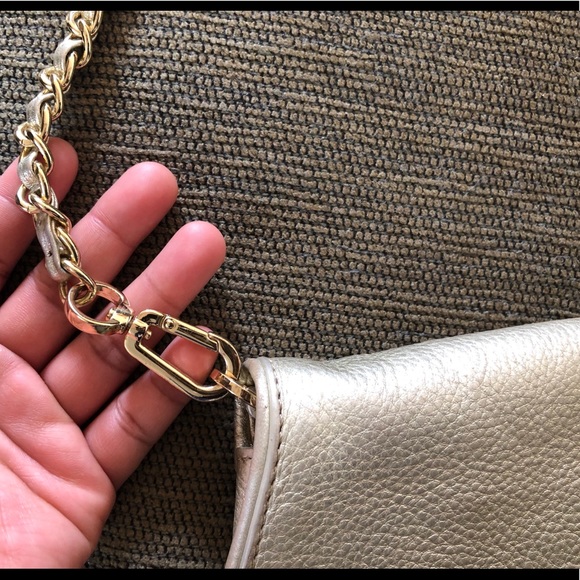 Auth Tory Burch Metallic Gold Crossbody Bag Purse - Picture 3 of 15